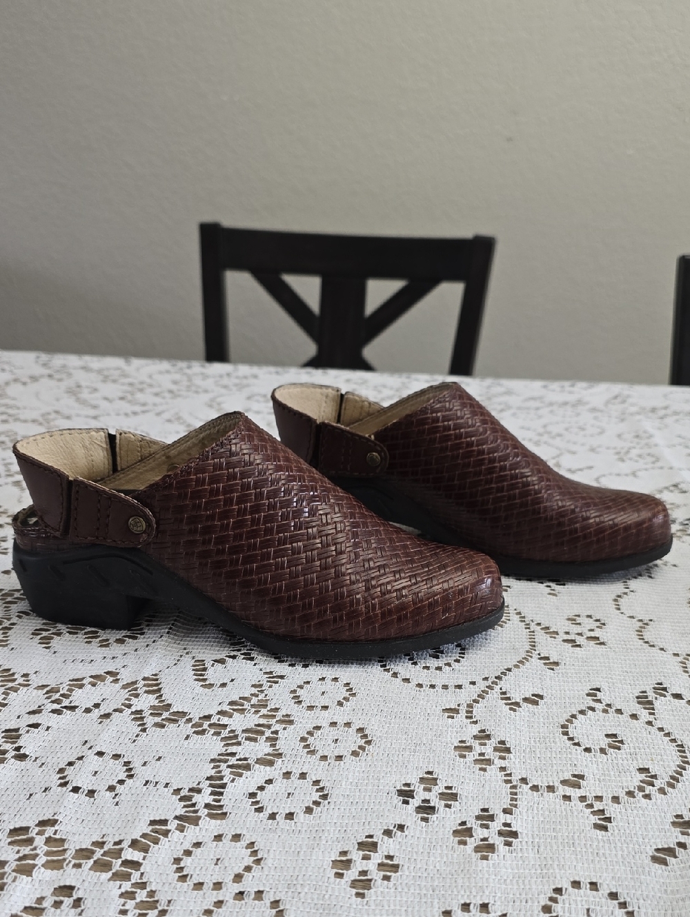 Womens Ariat Woven Leather Slingback Mules